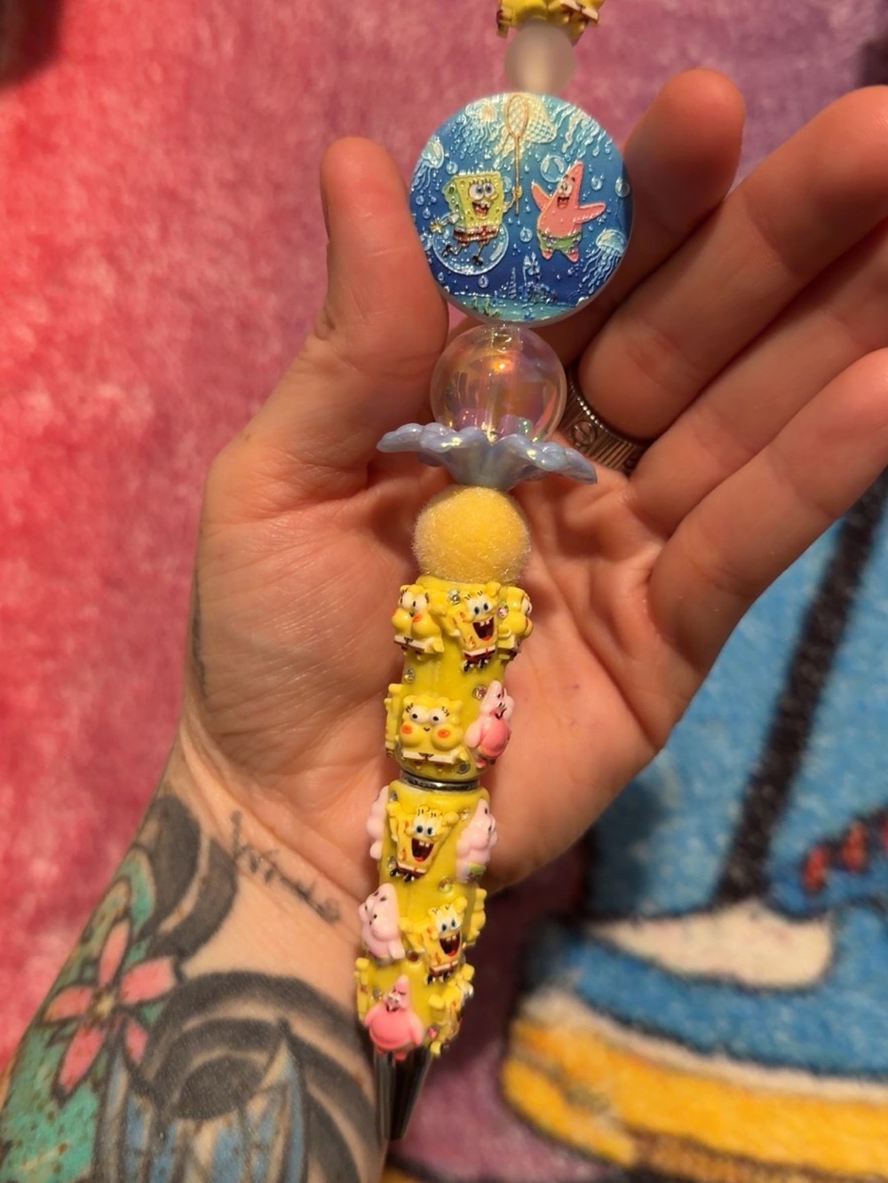 SpongeBob inspired beaded pen